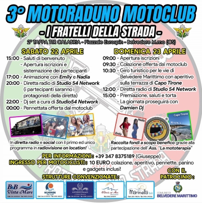 Belvedere Marittimo | 3° MOTORADUNO I FRATELLI DELLA STRADA